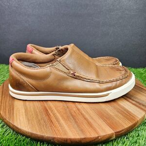 Womens Twisted X Slip on Kicks Leather Burnished Casual Shoes Brown 7.5 M